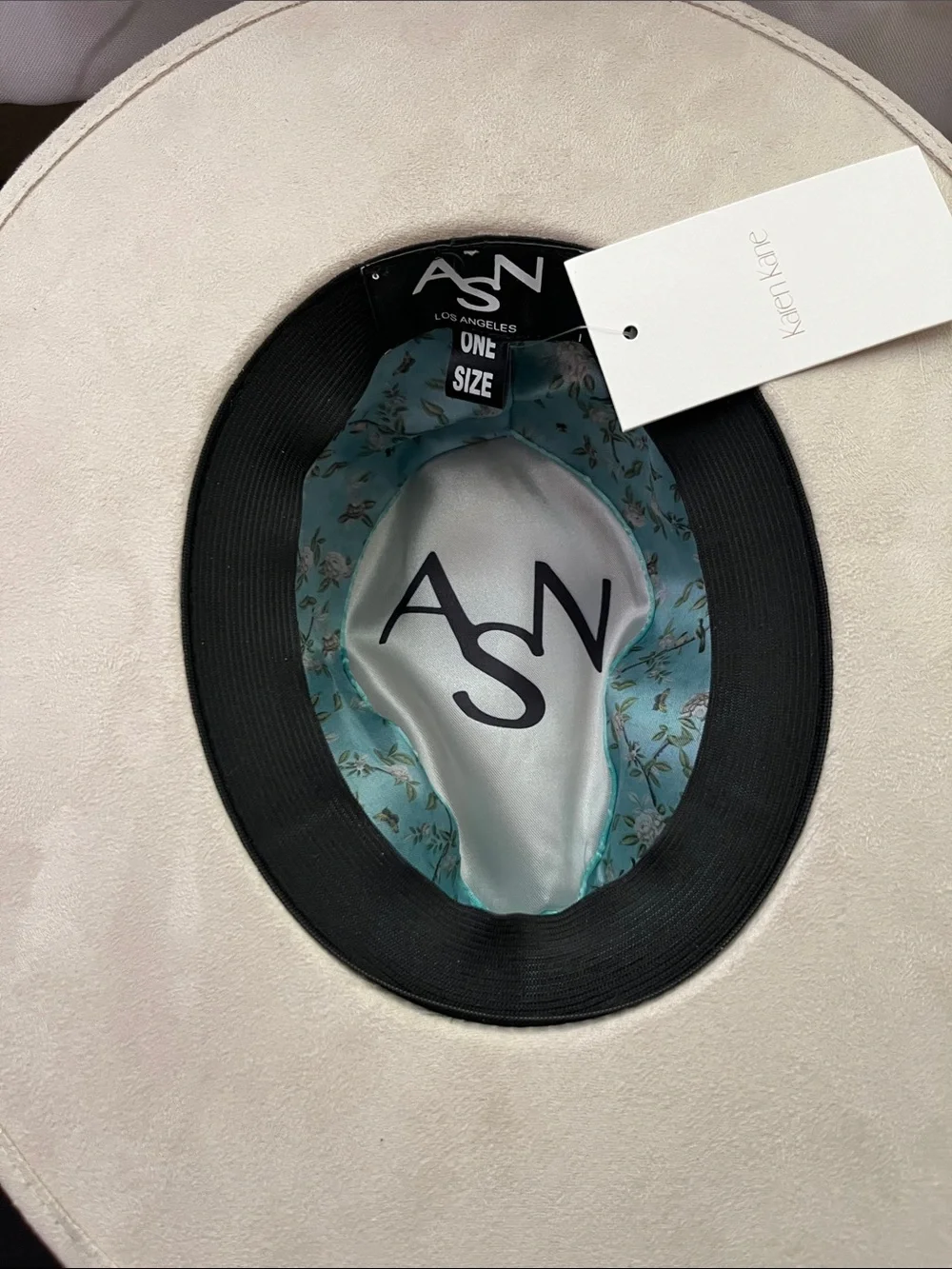 Karen Kane ASN Los Angelas Beige Wide-Brim Fedora with Tan Band